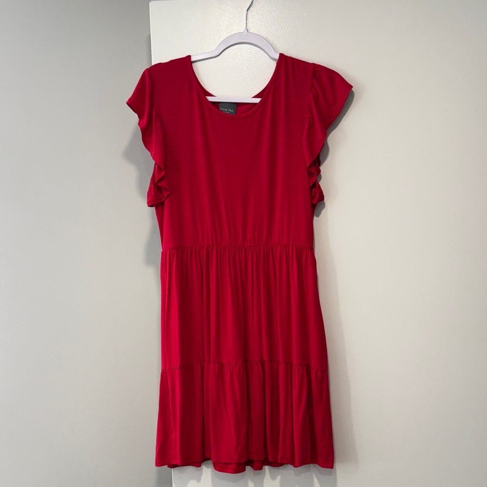 Olivia Rae Red Flutter Sleeve Dress